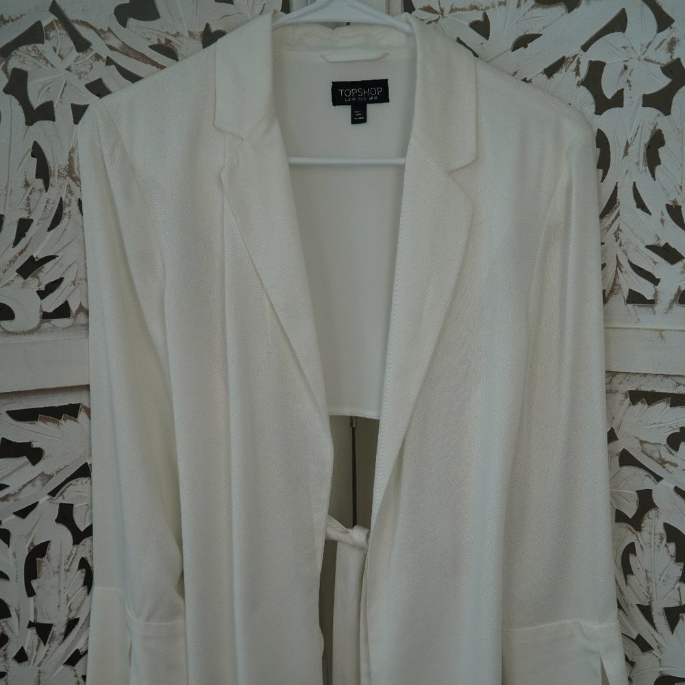 Topshop cut out blazer with tie white size 8